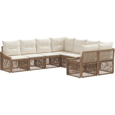 Conjunto de sofás de jardín 8 uds. 8-Número de plazas Beige vidaXL (1/5)