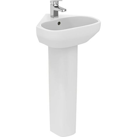 Ideal Standard I.Life A Corner Handrinse Basin with Full Pedestal 400mm Wide - 1 Tap Hole
