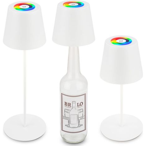 3 in 1 RGBW LED Tischlampe kabellos IP44 Flaschenleuchte Aussen/Innen Akku
