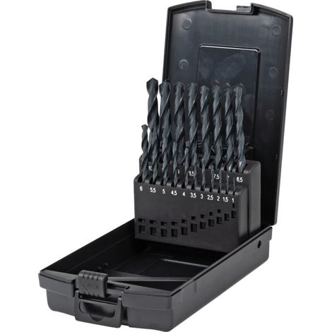 Jeu de 19 forets hélicoïdaux STIER Basic DIN 338 HSS-R 1-10 mm en coffret