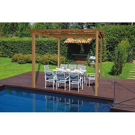 Pergola in Legno 3x3 cm, in Pino Massello Impregnato 9x9 cm, ALTEZZA 240 cm (1/3)