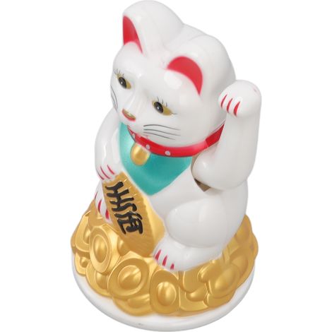 Ornement Chat Porte-Bonheur, Sculpture de Chat Électrique en Plastique, Blanc 11,4 cm (4,5 po), Idéal pour la décoration intérieure et les cadeaux. Référence MLY45C (1/5)