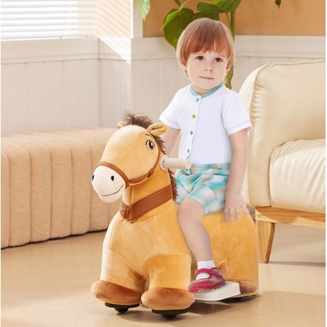 CHICFURN Pony elettrico per bambini 69 x 34 x 53 cm 6V marrone con musica, 1,5-3 anni (1/5)