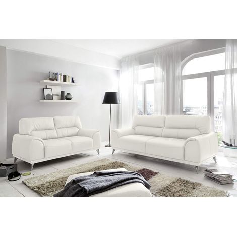 Canapé 3 Places, en Cuir synthétique, pour Fauteuil et canapé 2 Places, 210 x 92 x 96 cm, Blanc (1/4)