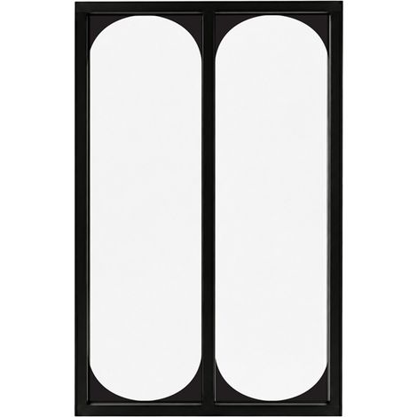 Verrière atelier intérieure aluminium noir 2 vitrages 69 x 117 cm - Décor art déco - Totem - noir et transparent - Verre trempé (1/5)