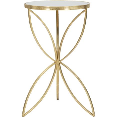 Tavolinetto Butterfly Ø35x60 cm in Ferro e Specchio Oro e Argento