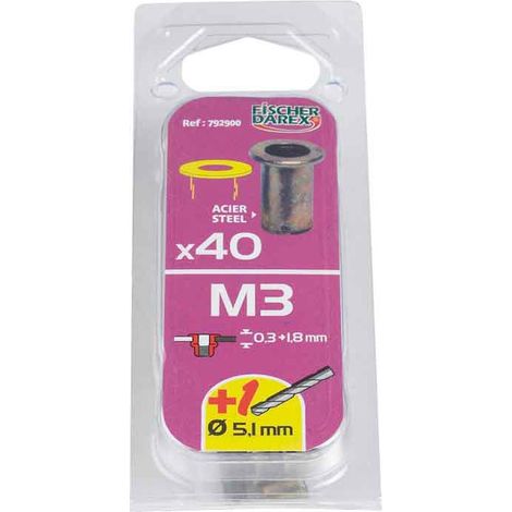 Bulloni a crimpare M3 x 40 pezzi acciaio testa svasata