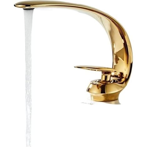 Robe Rose Gold Bassin Robinet Moderne Salle de Salle Mélangeur Touper Brass Robinet Robinet Robinet Simple Poignée Simple Hole Grue for Salle de Bain(Gold) (1/5)