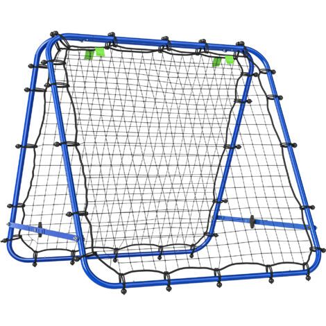 Filet de rebond double face 91 x 91 cm filet de rebond football pliable réglable dans 5 angles structure en acier bleu