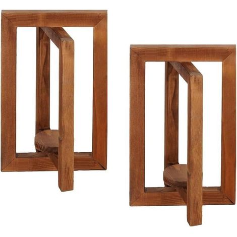Ensemble de 2 bougeoirs pivotants en bois, lanterne rustique de style champêtre, centre de table idéal pour la décoration de table de mariage et la décoration de maison de campagne. (1/5)