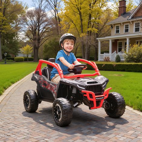 Kawasaki Teryx KRX 1000 Voiture électrique 12V sous licence pour enfants, télécommande, suspension arrière, rouge