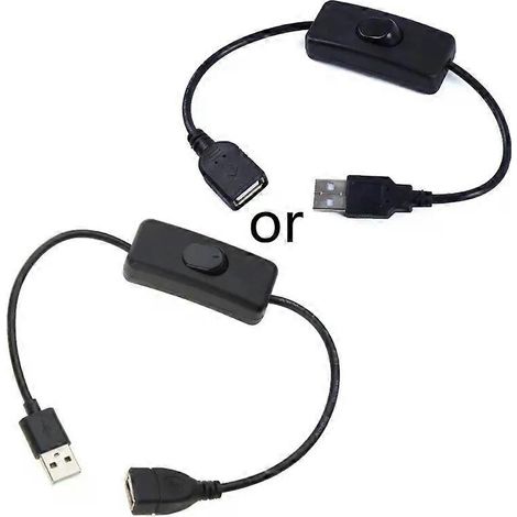 Câble USB de 30 cm avec interrupteur marche/arrêt, rallonge et adaptateur pour lampe USB, ventilateur USB, alimentation durable - JXLGV (1/4)
