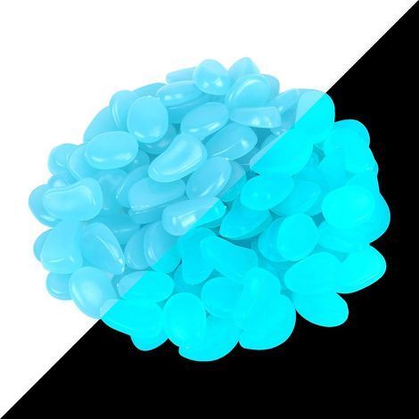 Galets lumineux, galets décoratifs bleus phosphorescents pour l'extérieur, jardin, aquarium, allées, chambre d'enfant, 200 pièces (1/5)