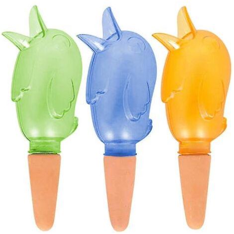 Piquets d'arrosage automatique pour plantes, système d'irrigation goutte à goutte, racines humides pour des plantes plus saines, arrosage automatique, réservoir d'eau pour oiseaux - Lot de 3 - orange, (1/5)