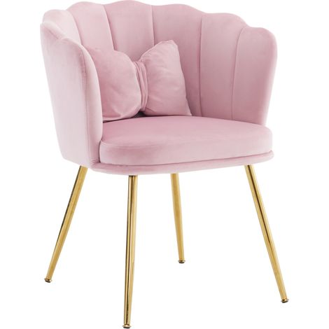 6er-Set Samtstühle Rosa 63 × 58 × 77 cm mit Schmetterlingskissen – MEUBLIV (1/5)