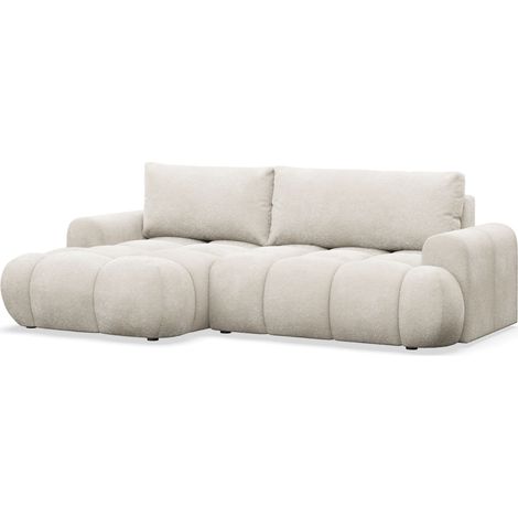 Selsey Ombo Mini - Ecksofa mit Schlaffunktion, Bettkasten und Bouclé-Bezug, Creme, links (1/5)