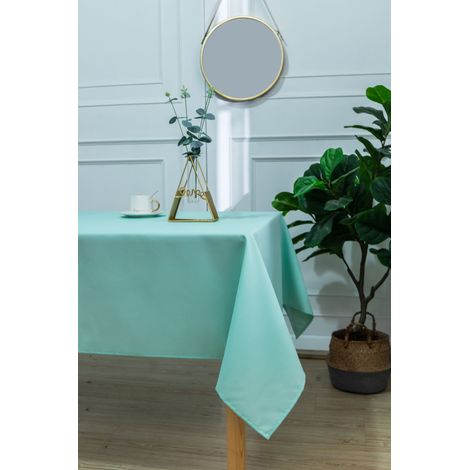 Nappe enduite avec traitement antitache Menthe rectangulaire 145 x 240 cm - Vert - (1/4)