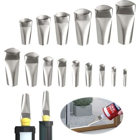14 buses en acier inoxydable,Pointes de cartouche en silicone,Différentes tailles,Embouts silicone transparent,Applicateur de buse (1/4)