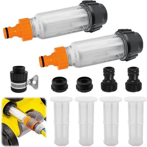Filtre à Eau pour Tuyau d'Arrosage, 3/4 Inch Préfiltre avec Cartouches et Adaptateurs Rapides Compatible Nettoyeur Haute Pression Pompe de Jardin et Arrosage Filtre Anti-Calcaire et Dépôt (1/5)