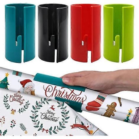 Lot de 4 coupe-papier cadeau coulissants - Coupe-rouleau portable pour emballage cadeau de Noël et d'anniversaire (1/5)