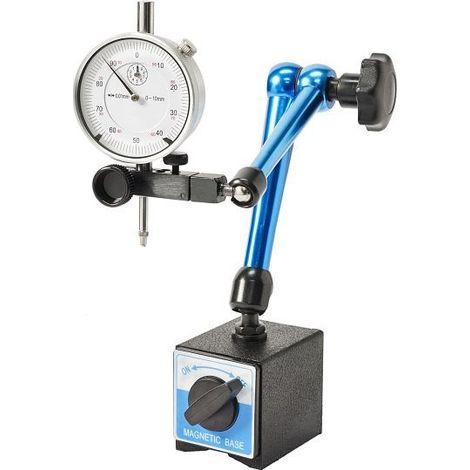 MINI BASE MAGNETICA CON COMPARATORE CENTESIMALE 0-10 PER TORNIO PICCOLA
