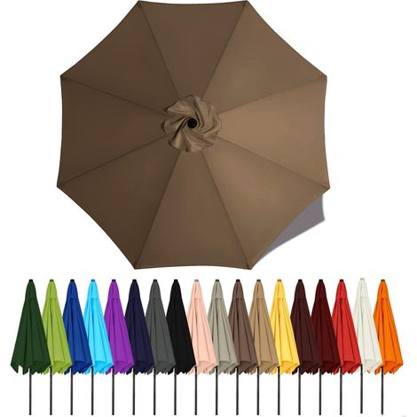 Auvent De Remplacement Pour Parasol De Terrasse, Toile De Parasol Pour Cour Jardin Plage, Protection UV Housse De Rechange(Light brown,2.7m - 8Ribs)