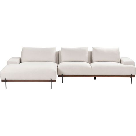 Ecksofa 3-Sitzer MARIFERD Stoff Hellbeige rechtsseitig