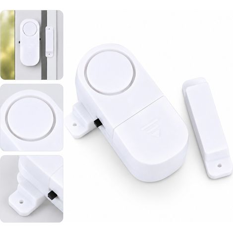 Lot de 5 alarmes magnétiques de porte, adhésives et sans perçage, en ABS blanc, dimensions 6 x 3 x 2 cm, déclenchement sonore dès l'ouverture, installation rapide, sécurité pour portes et fenêtres (1/4)