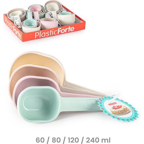 PLASTICFORTE cucharas medidoras surtidas , Lote 4 cucharas medidoras de alta calidadIdeal para reposteríaFácil limpiezaApta para lavavajillasCuatro medidas distinta