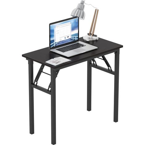 NEED Bureau d’Ordinateur Informatique Pliante Table d’étude/à dîner Pliable pour Maison/Bureau, Teck Chêne Couleur,80x40CM,noir