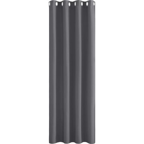 Rideau Occultant - Rideau Thermique Isolant Anti Froid Rideaux à Oeillets Décoration Chambre Fenetre, Bloquer Lumineux & Prêt à Poser, L 132 x H 160 cm, Gris, 1 Panneau
