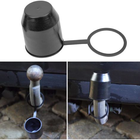2 Stück Kugelkopfabdeckungen für Anhängerkupplungen, für Kugelkopfkupplungen bis Ø 50 mm, dicht, Gummi-Schutzkappe, Hakenabdeckung gegen Abrieb und Schmutz, schwarz (1/5)