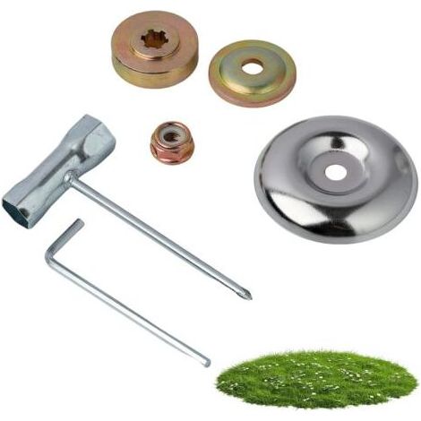 Kit De 6 Pièces Accessoire Tondeuse, Écrou, Rondelle, Clé, Métal Robuste, Pour Débroussailleuse Jardin (1/5)