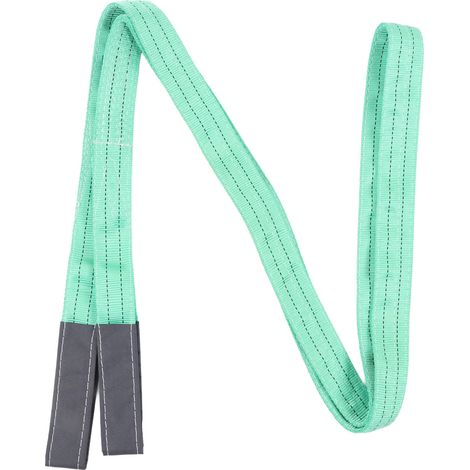Sangle de levage en polyester pour grue industrielle, élingue plate robuste, capacité 2 tonnes (4409 lb), 4 m (13,12 pi), boucle à 2 œillets, verte (1/5)