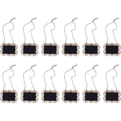 Irovami Ardoises bois avec ficelle lot 12 – 11x8x0.3cm, mariage – Idéal pour fête, jardin, maison (1/5)