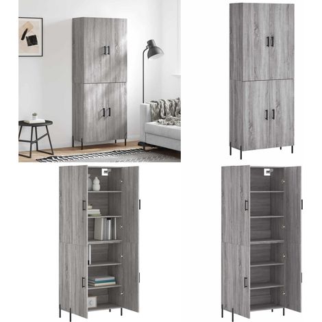 Highboard Grau Sonoma 69,5x34x180 cm Holzwerkstoff - Schrank - Holzwerkstoff (1/5)