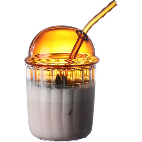 Paille réutilisable verre marron - texture agréable - haute qualité - réutilisable et économique - style épuré et contemporain (1/5)