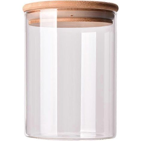 Bocal en verre hermétique avec couvercle en bambou, boîte de conservation pour grains de thé ou de café en vrac (950 ml)-101015cm (1/4)