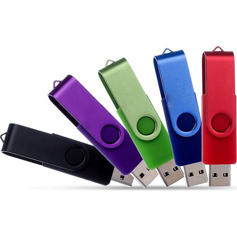 Lot de 5 Clé USB 32 Go, Métal, Pivotant 360°, USB 2.0, Stockage Données (1/5)