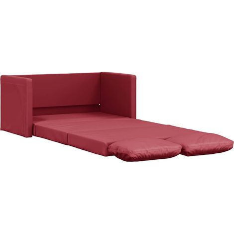 Canapé Sofa-lit 2 en 1 rouge bordeaux 112x174x55 cm similicuir (1/5)