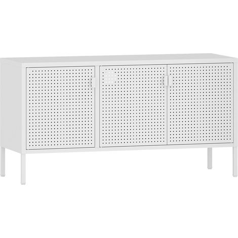 Mobile porta TV mobile porta TV per soggiorno ripiano in acciaio 114 x 40 x 60 cm bianco 030010056