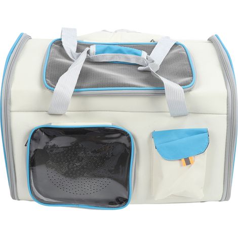 Pet Carrier Breathable Mesh Pet Carrier Backpack Large Capacity Portable Cat Carrier Easy to Clean Dog Carrier for Outdoors White and Blue