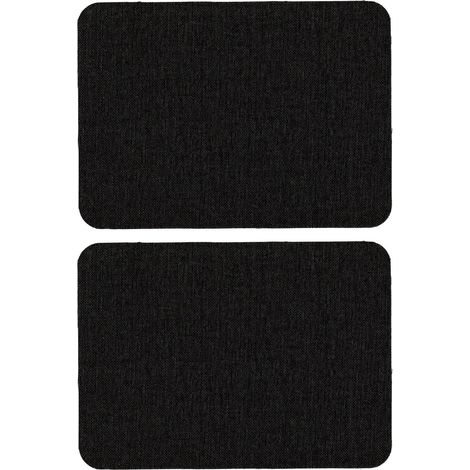 Lot de 2 rustines autocollantes en tissu - 20 x 28 cm - Pour réparation des textiles et du lin - Noir