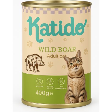 Katido Premium Pâtée pour Chat Adulte Sanglier 400g (1/4)