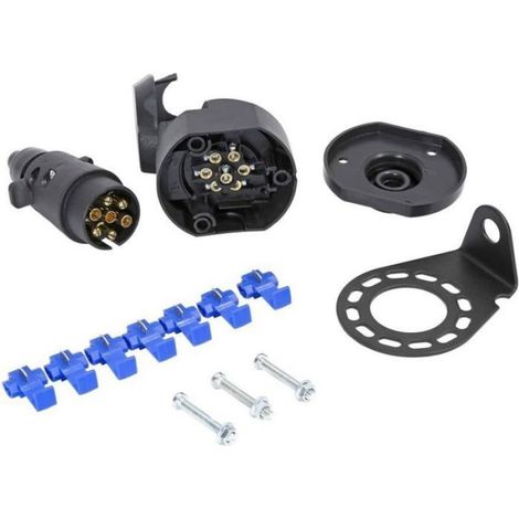Prise Remorque 7 Broches - Étanche IP67 - Support Métal - Compatible Camping-Car Voiture - Kit Montage Universel 12 V (1/4)