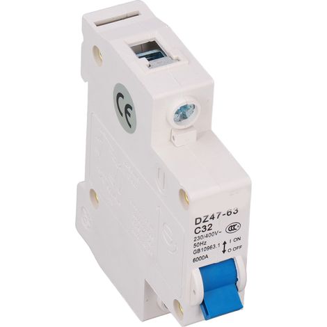 1-poliger Leitungsschutzschalter (MCB) 32A für DIN-Schienenmontage, 6000A Abschaltvermögen, 230V/400V, geeignet für Zuhause und Büro (1/5)