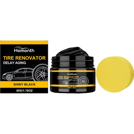 Reifenpflegecreme für Autoreifen, poliert, pflegt, reinigt und verleiht Glanz, praktische Pflegecreme für die tägliche Anwendung – Reifenpflegecreme 50 g1, Schwamm1 -- DE (1/5)