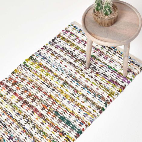 HOMESCAPES Tapis Chindi multicolore à motif triangles - Chindi - 66 x 200 cm