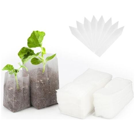 200 sacs non tissés biodégradables pour semis de plantes (10 x 12 cm + 14 x 16 cm) (1/5)