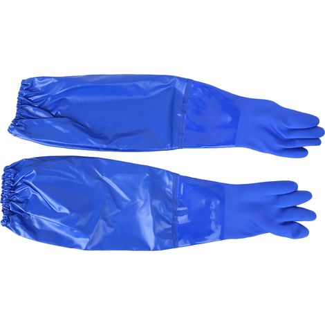 Gants de protection chimique longs en PVC Ortviai – Résistants aux acides, alcalis et huiles, taille 9, 62 cm